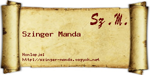 Szinger Manda névjegykártya
